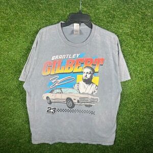 Brantley Gilbert Gassed Up Tour 2023 T-Shirt Mens XL Grey Mineral Wash Graphic